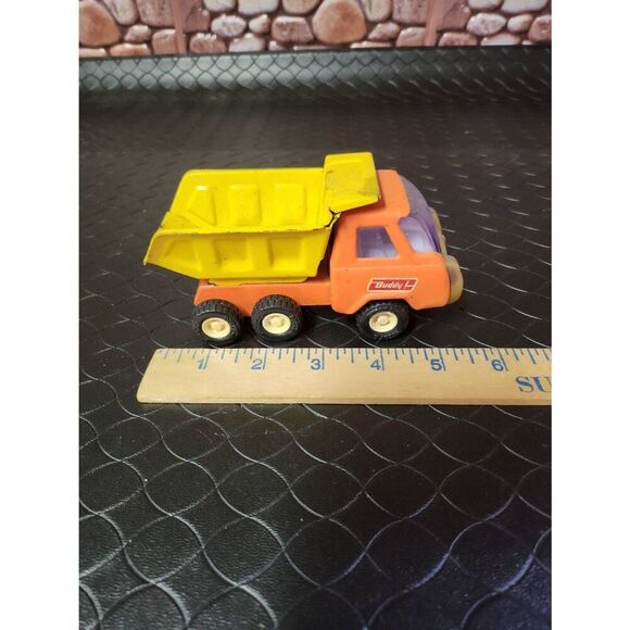 Buddy L Small Dump Truck - Orange & Yellow  Made in Japan #B13 - Picture 8 of 9